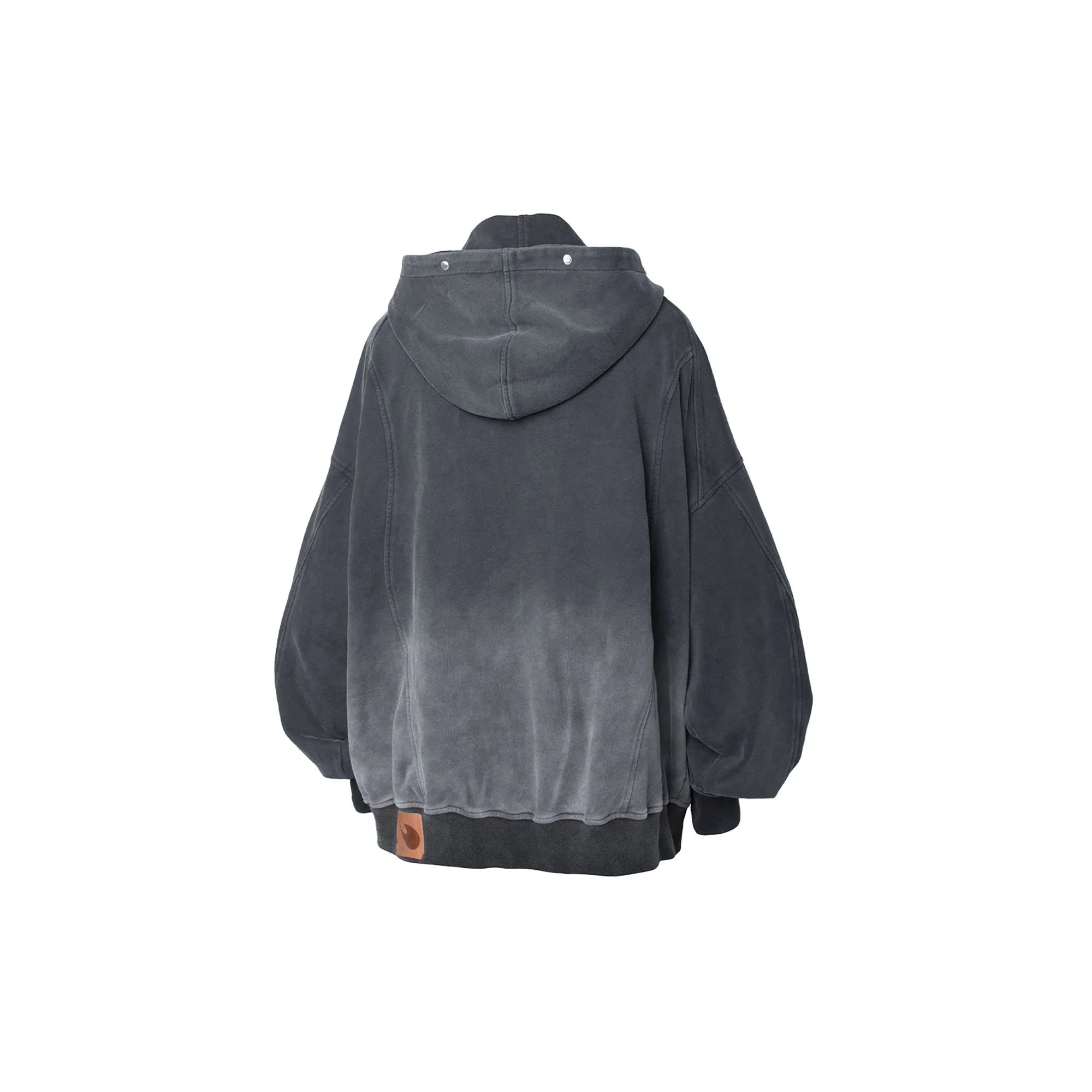 RELABEL Gradient Washed Panel Hooded Jacket Black