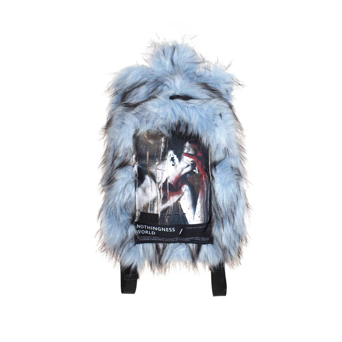 NOTHINGNESS WORLD Shaggy Faux Fur Graphic-Patch Backpack