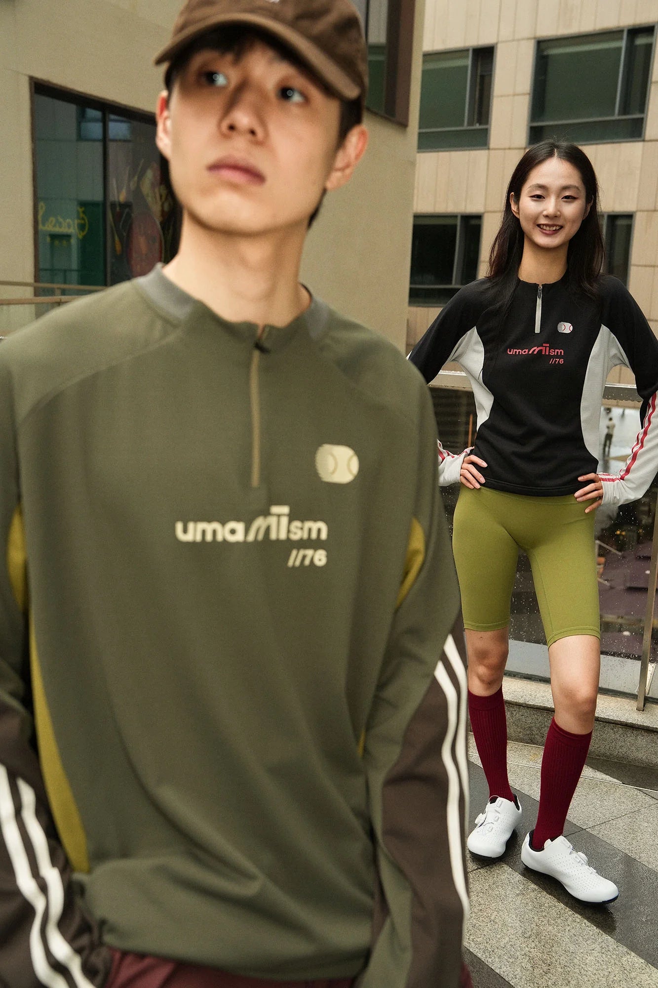UMAMIISM Raglan Striped Fleece-Lined Sweatshirt