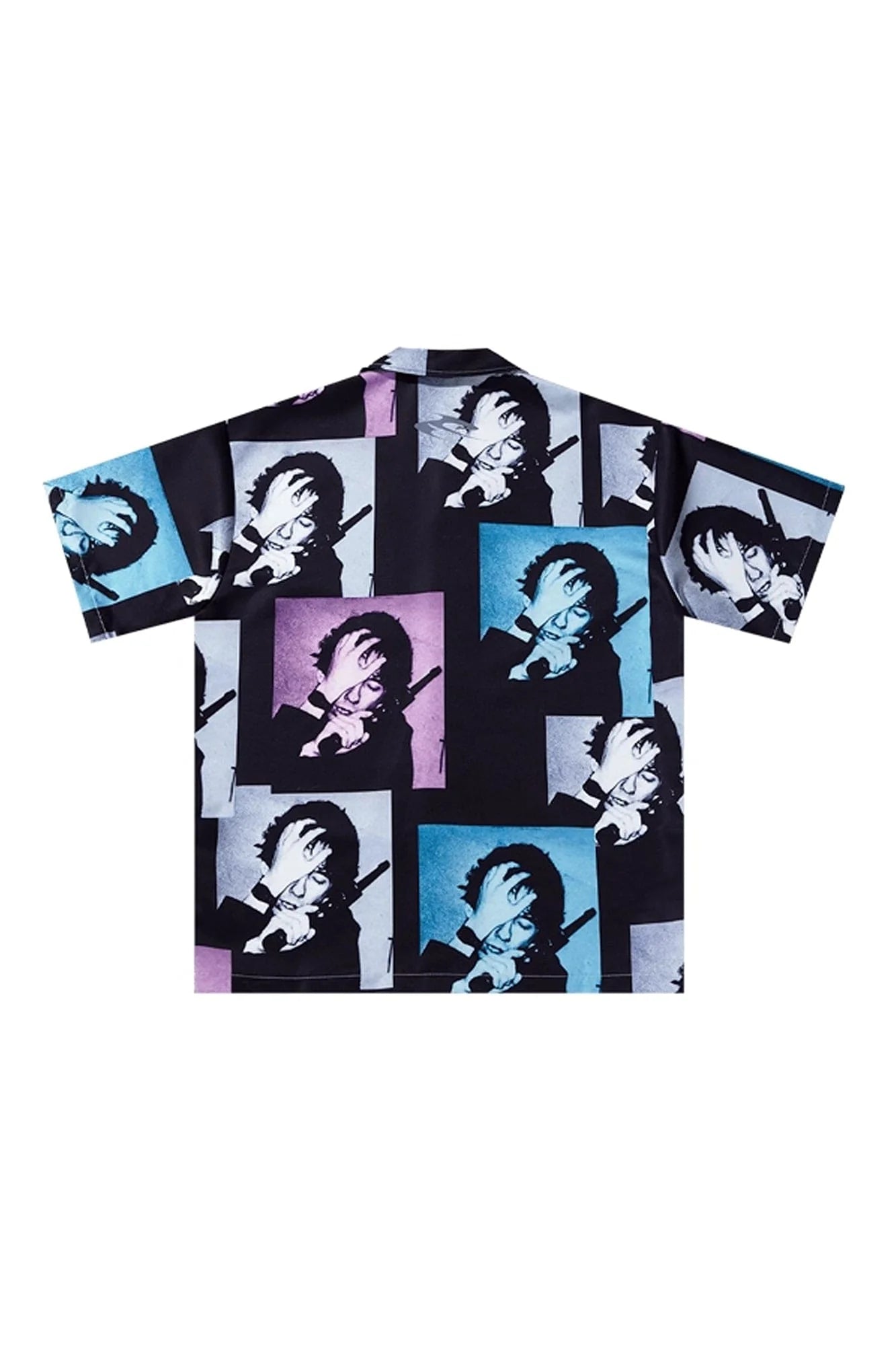 TECNINEGROUP Pop Art Portrait Graphic Cuban Half Shirt