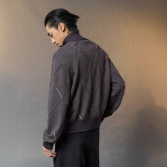 ALVNG AR ANTS Geometric Stitch Zip-Up Sweater