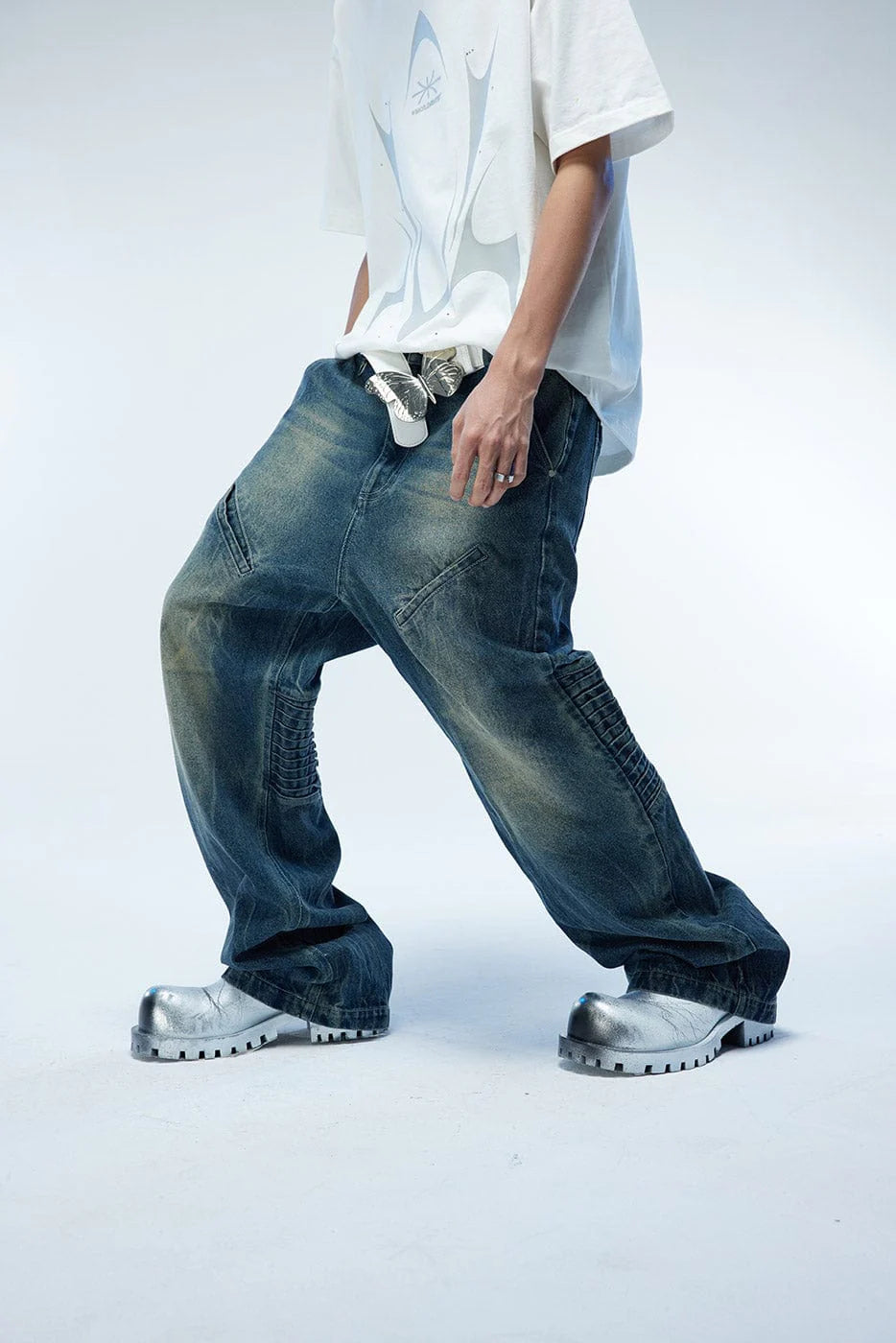 WHISTLEHUNTER Multi-Layered Washed Straight Jeans (Only Size M Left)
