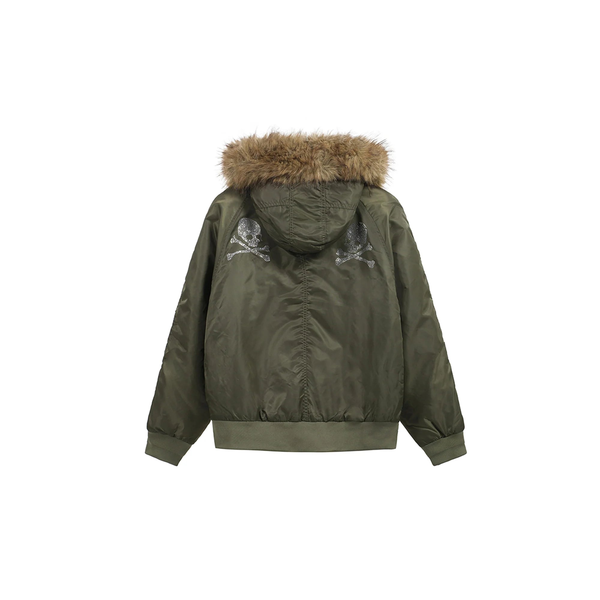 NOTHINGNESS WORLD Faux Fur Patch Hooded Puffer Jacket