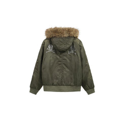 NOTHINGNESS WORLD Faux Fur Patch Hooded Puffer Jacket