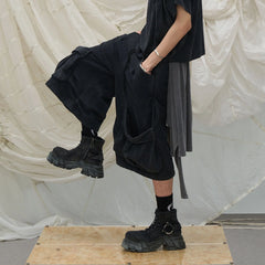 RELABEL Detachable Drape Multi-Pocket Drawstring Shorts