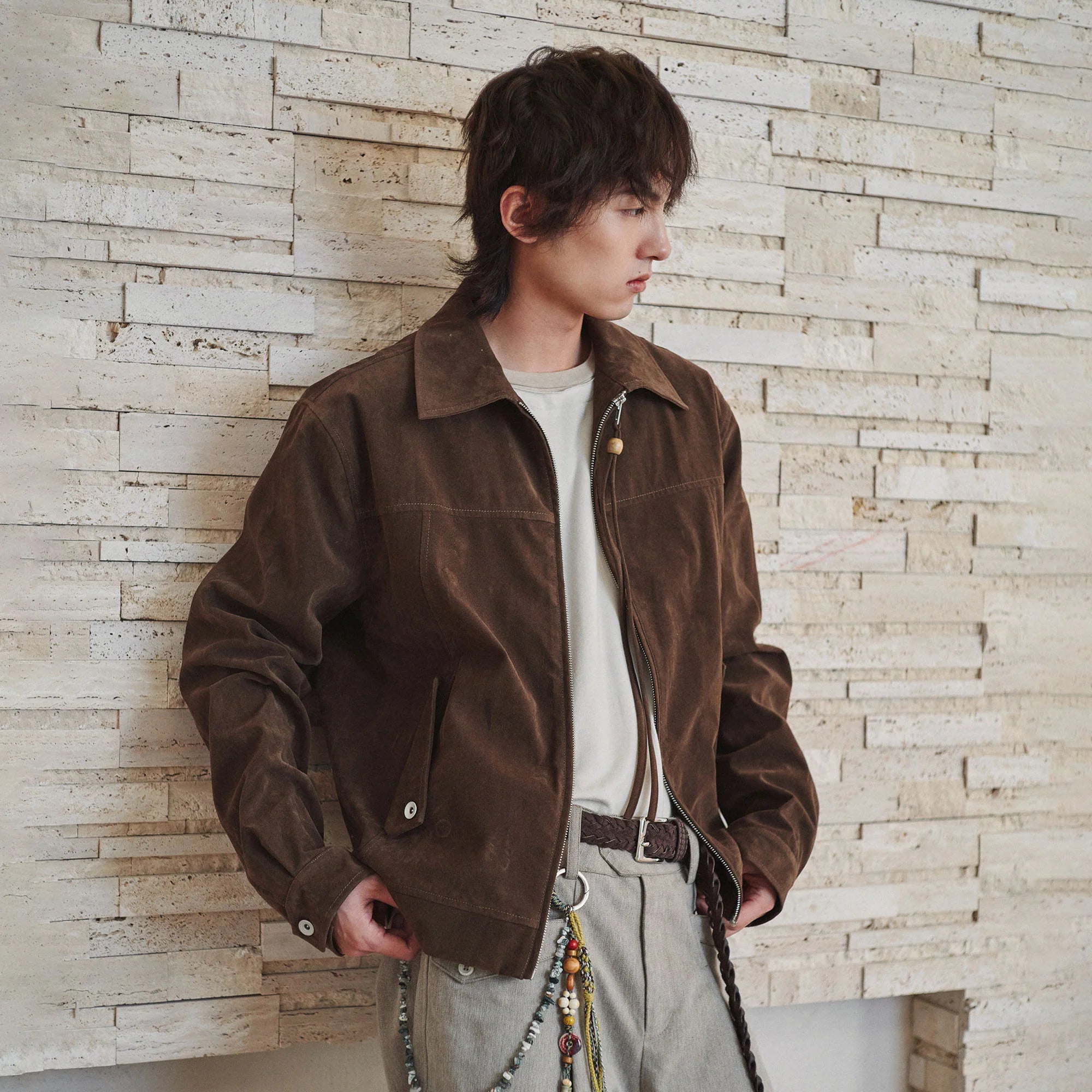 GONGHE REPUB Short-Pile Faux Suede Jacket