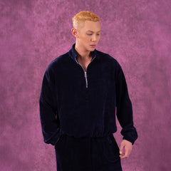 CLP Corduroy Elastic-Hem Half-Zip Pullover