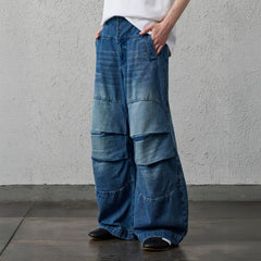 ORGANIC EMOTION Faded Wash Padded-Knee Jeans