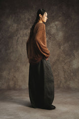 GONGHE REPUB Linen-Blend Pleated Belt Wide-Leg Trousers