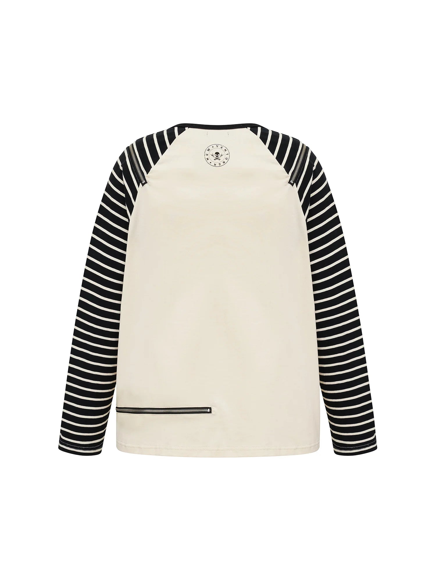 VENTUREK Punk Graphic Multi-Zip Striped Raglan Long-Sleeve Tee