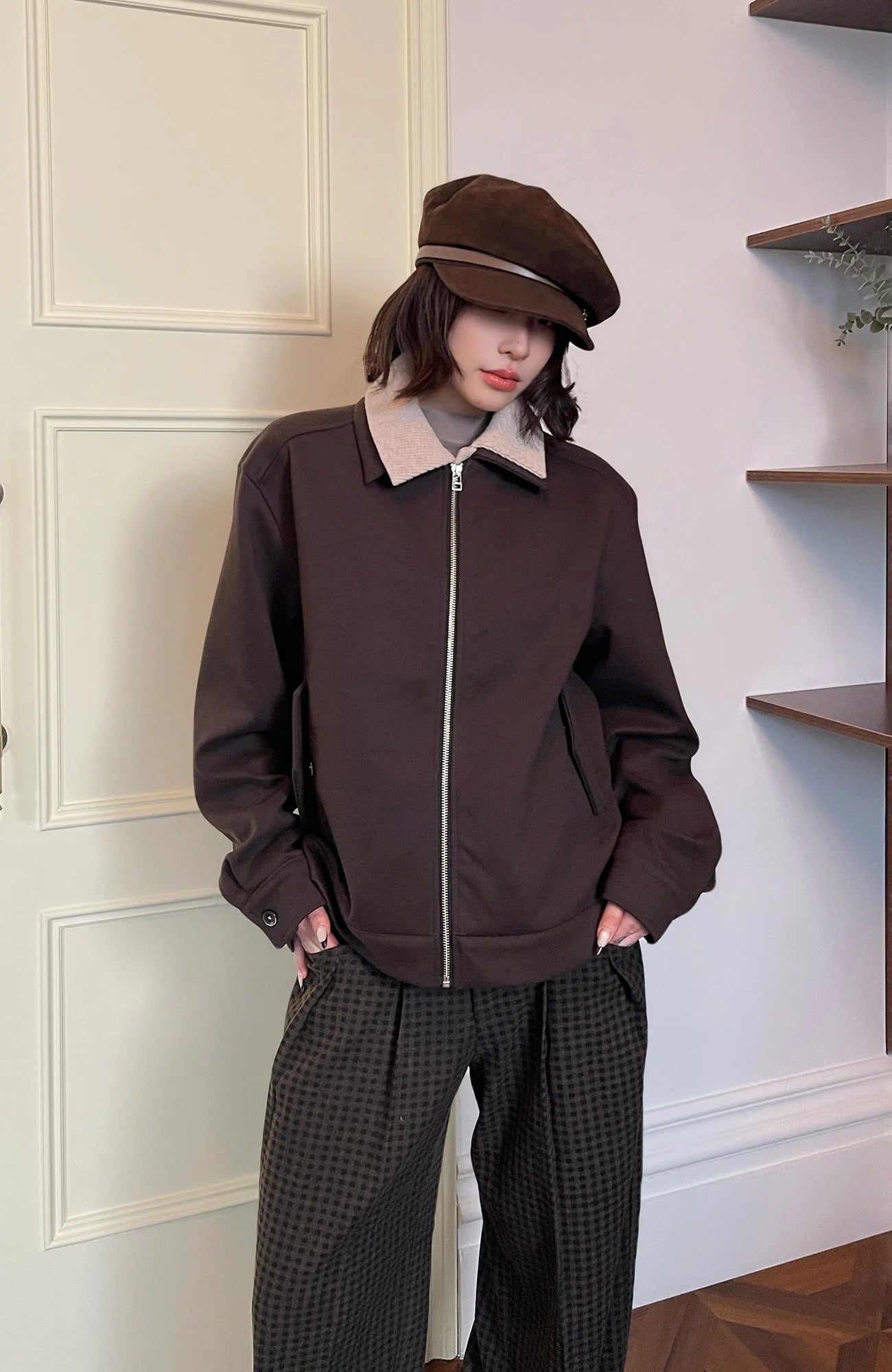 OKAYTHXBYE Faux-Layer Knit-Inset Jacket