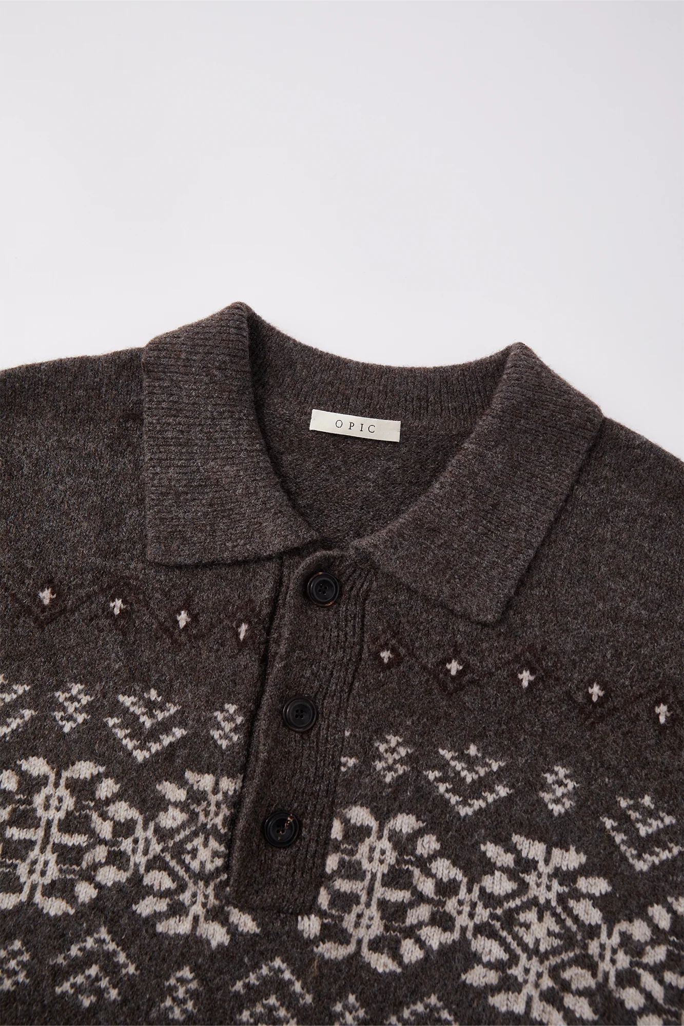 OPICLOTH Fair Isle Knit Polo Sweater