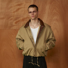 PMW Contrast Leather Collar Bomber Jacket