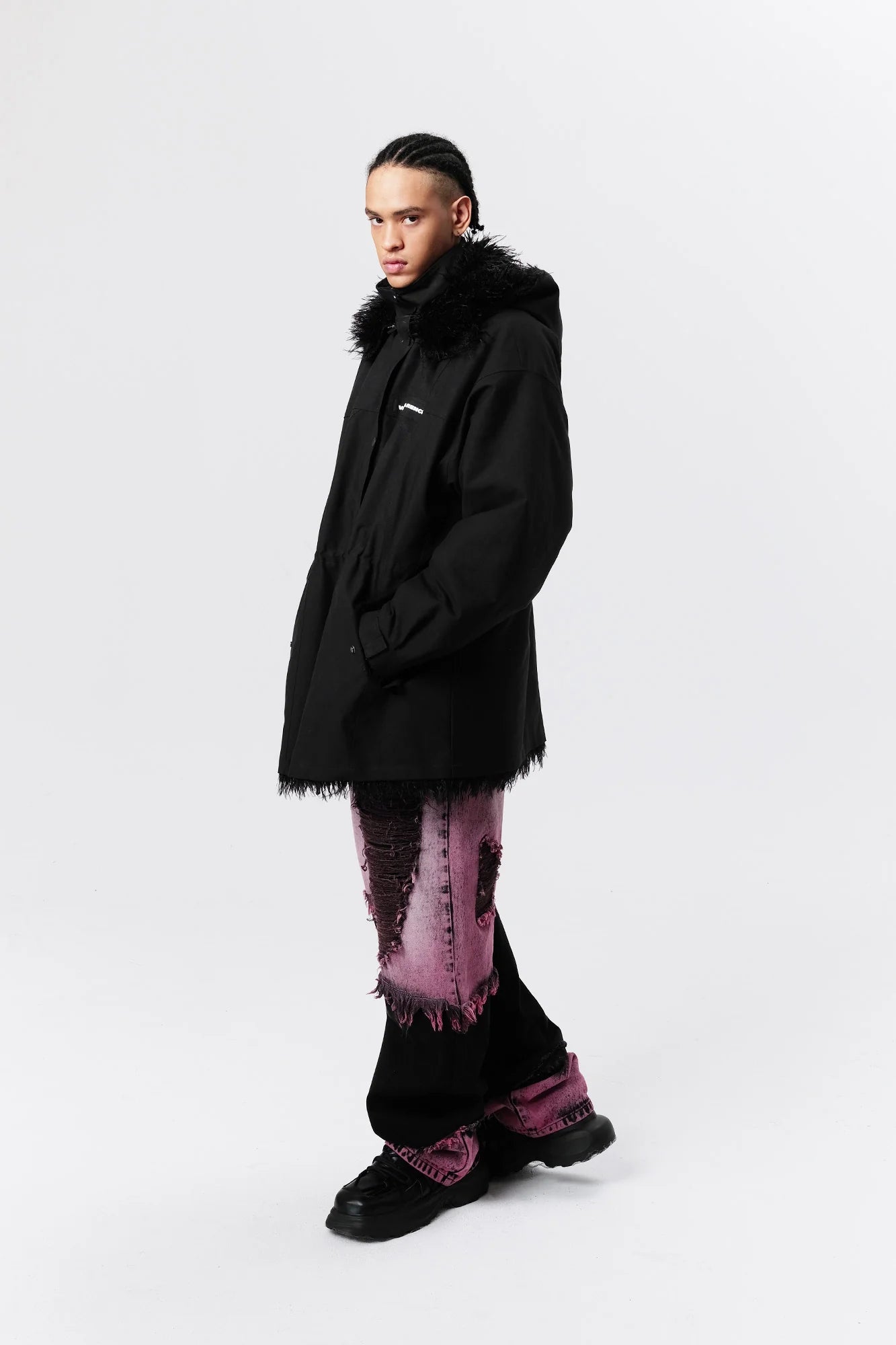 VANN VALRENCE Detachable Hood Faux-Fur Collar Parka