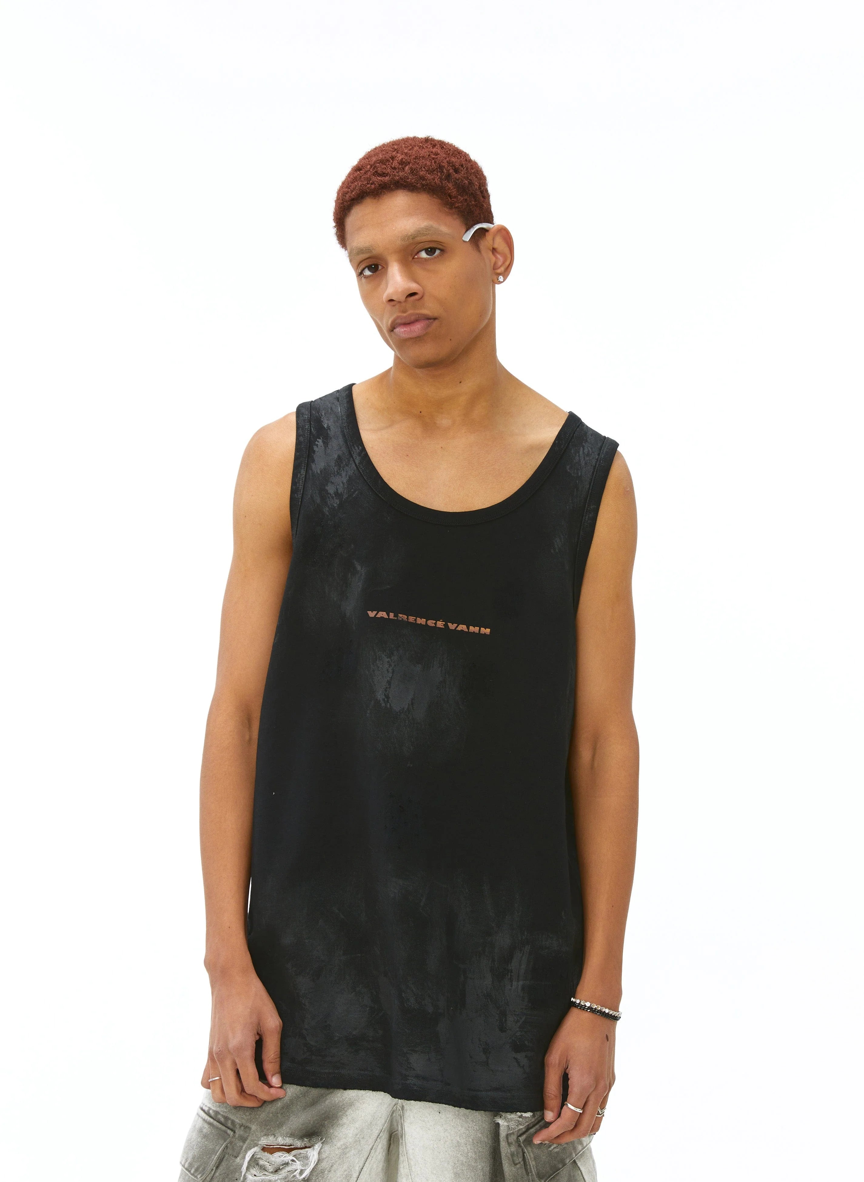 VANN VALRENCE Washed-Dyed Oversized Tank Top