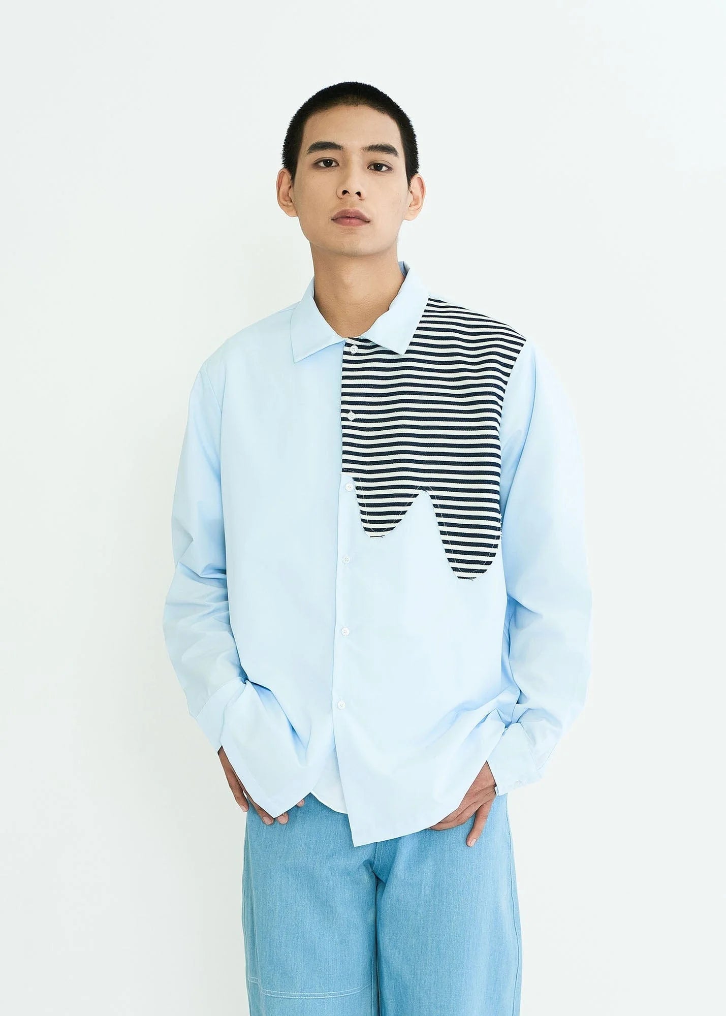 WIID Stripes Asymmetrical Patch Shirt