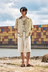 ALVNG AR ANTS Botanical Dyed Burnout Textured Spliced Half Shirt