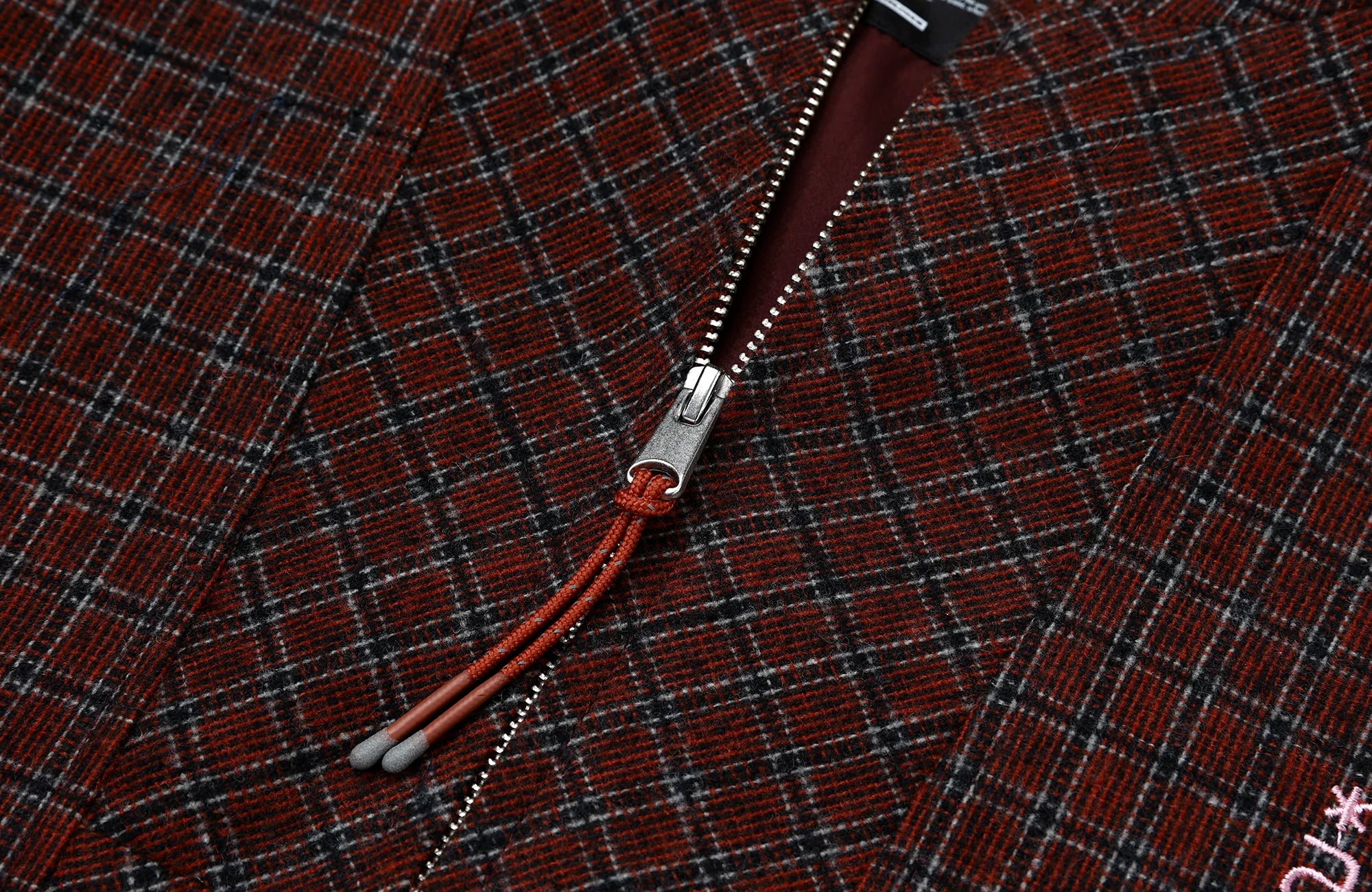 ROARINGWILD A ARCH Plaid Paneled Half-Zip Hooded Jacket