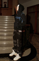 PHANTOMHUNTER Diamond Graphic Cropped Zip Hoodie