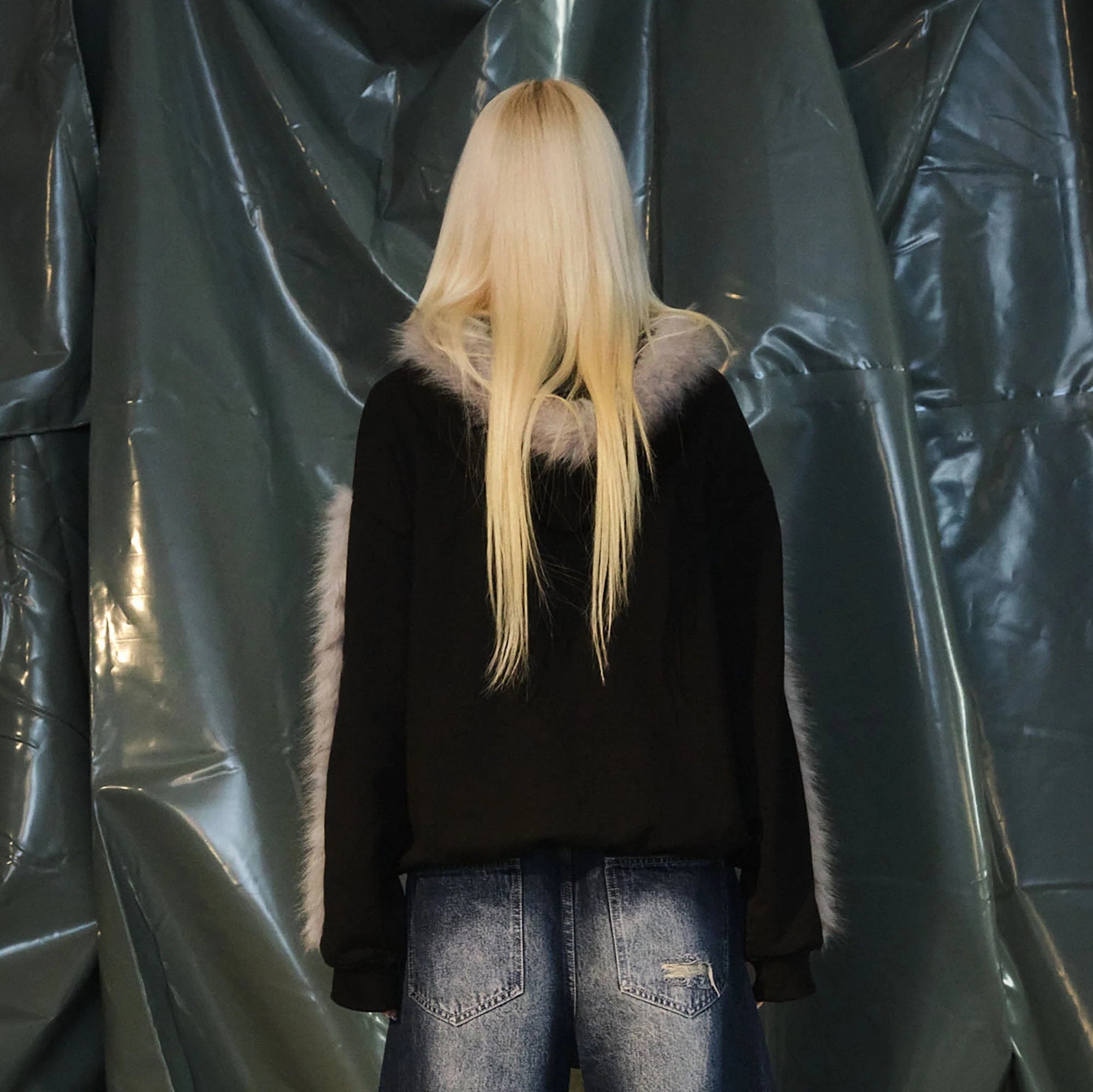 RECOVER ZONE Faux Fur Trim Graphic Zip-Up Hoodie