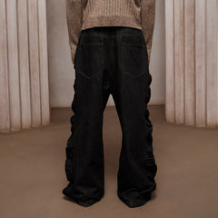DND4DES Asym Button-Fly Ruched Baggy Jeans