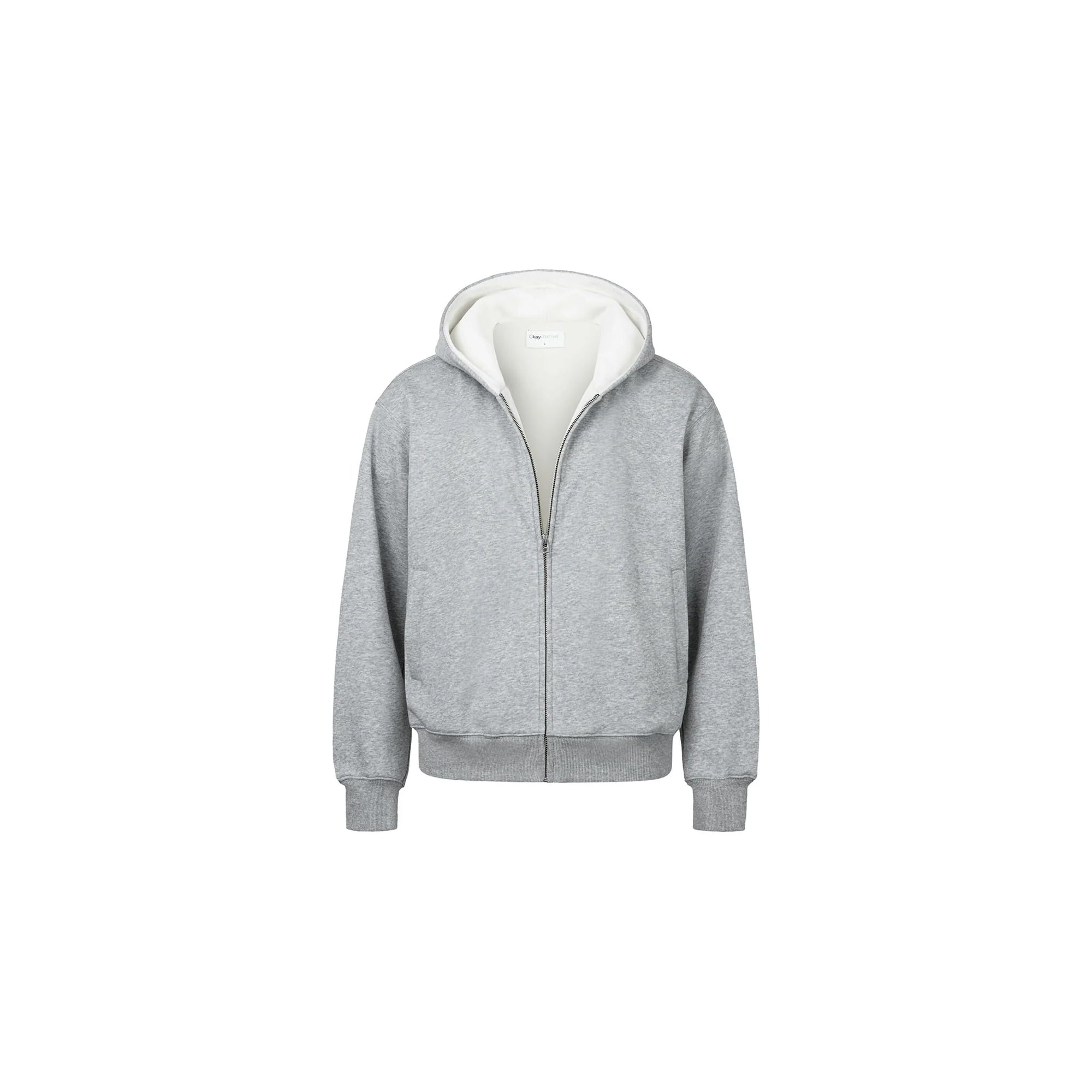 OKAYTHXBYE Essential Sherpa-Lined Boxy Zip Hoodie