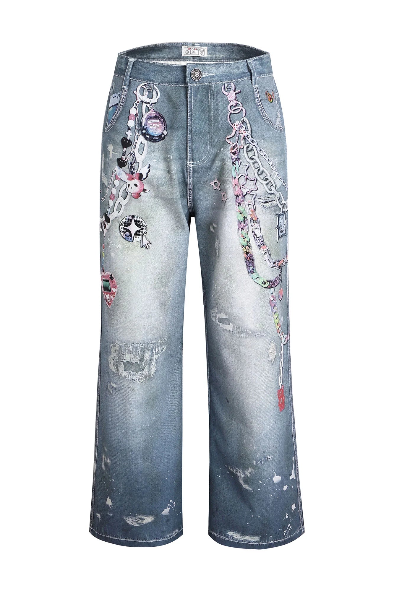 DND4DES Cartoon Chain Wide-Leg Jeans