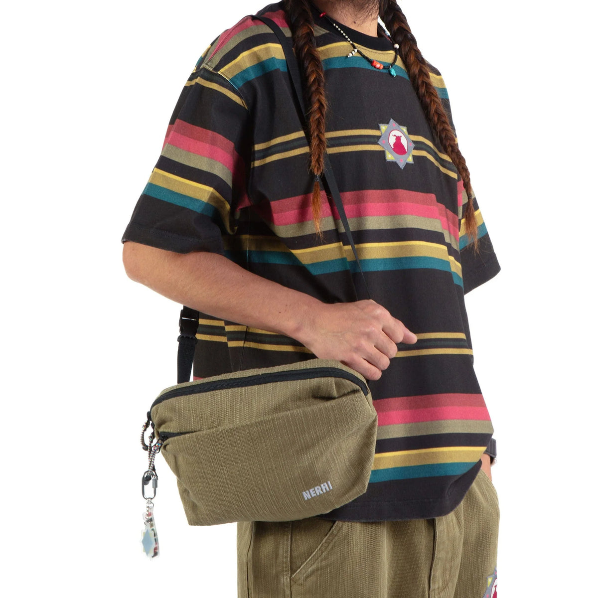 NERHI Washed Panel Ethnic Graphic Crossbody Pouch