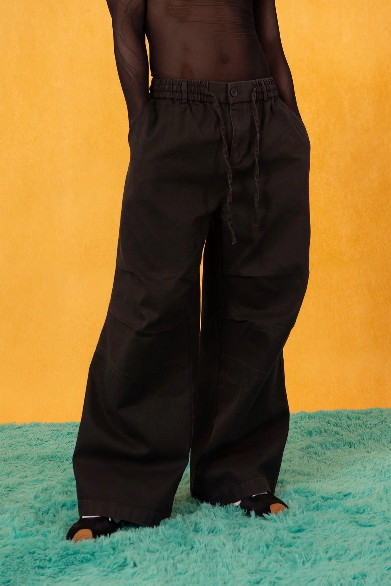 CLP Retro Pleated Knee Drawstring Oversized Jeans