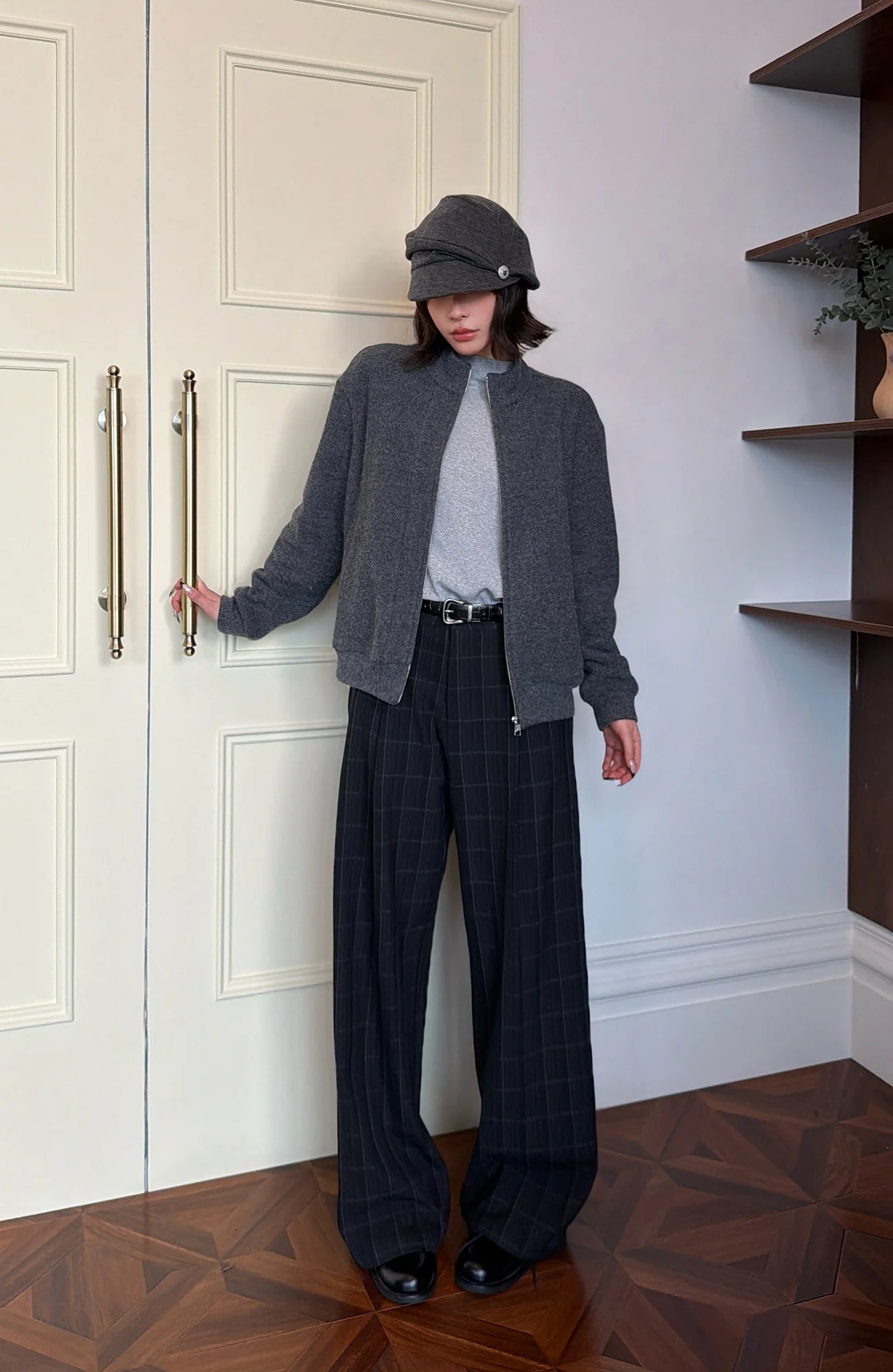 OKAYTHXBYE Retro Checks Pleated Trousers