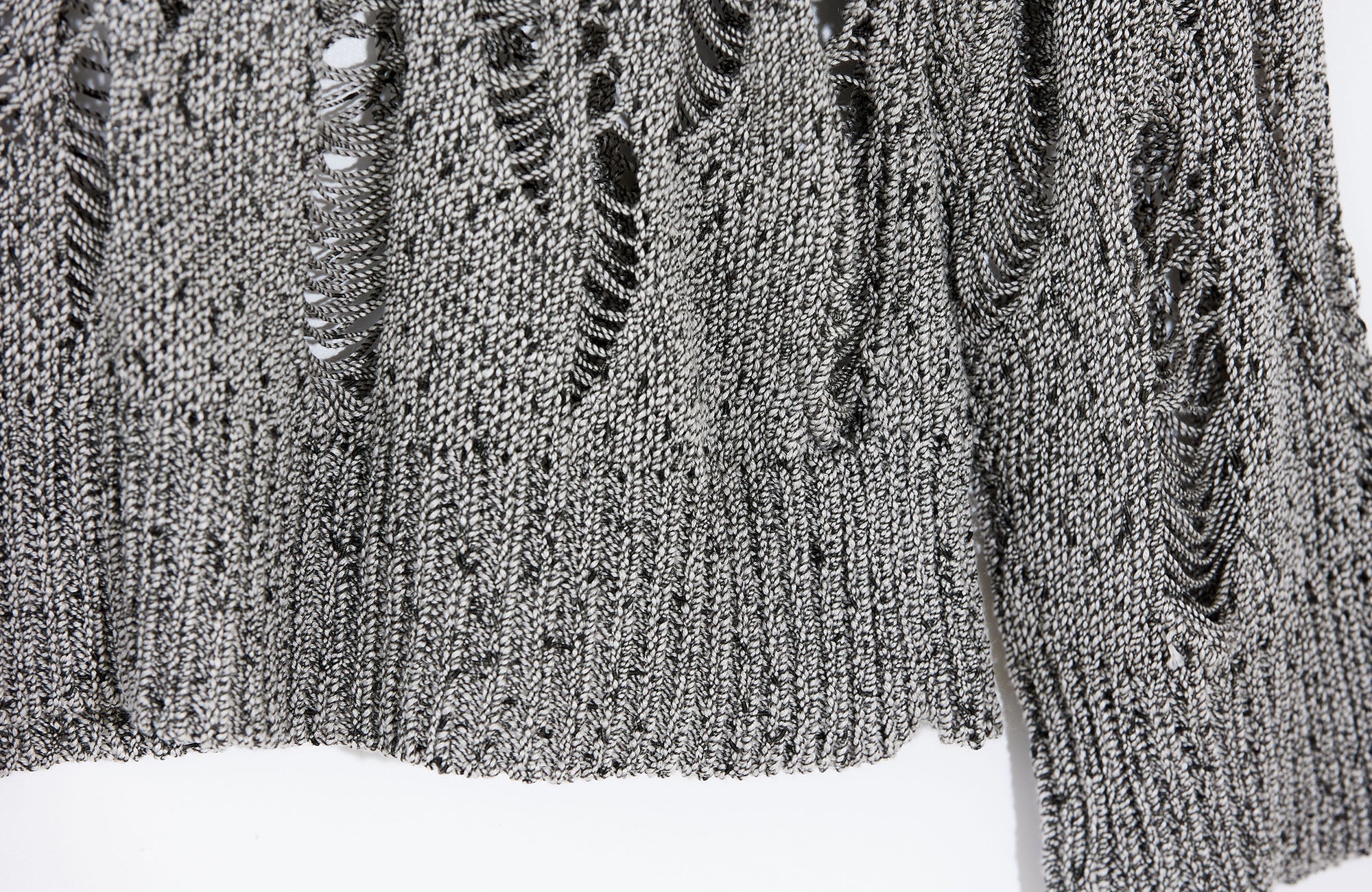 ROARINGWILD A ARCH Distressed Hollowed-Knit Sweater