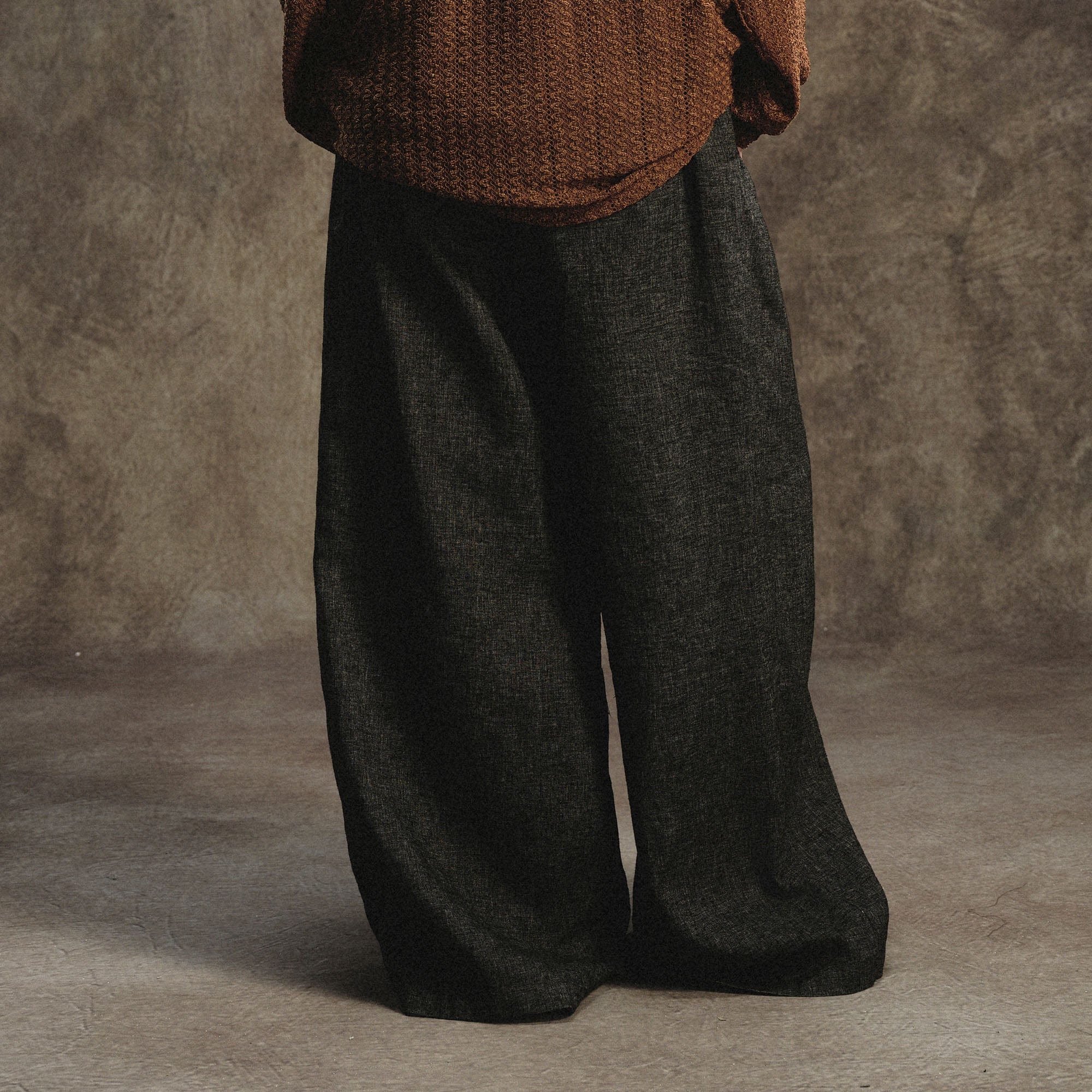 GONGHE REPUB Linen-Blend Pleated Belt Wide-Leg Trousers