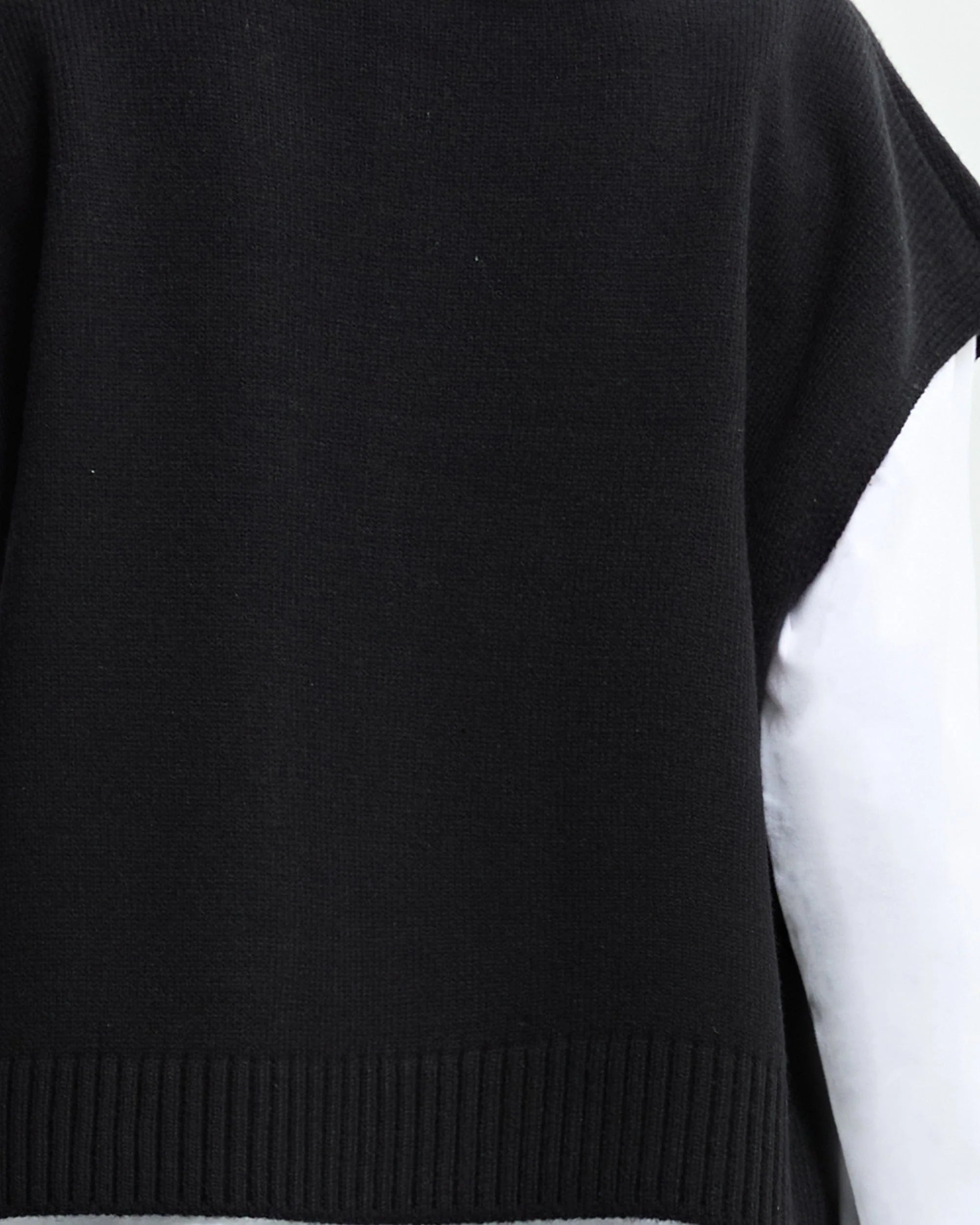 ORGANIC EMOTION Classic Knitted High Collar Button Vest