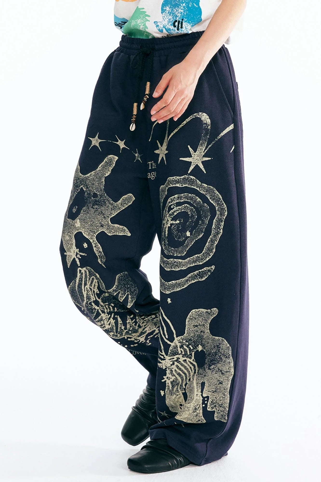 1997 POSTOFFICE Tribal Spiral Beaded Drawstring Sweatpants