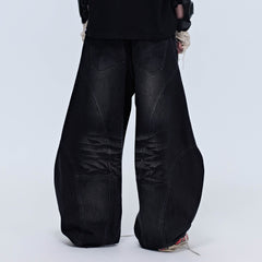 SAVAGEGROWTHWORLD Arc-Paneled Washed Oversized Balloon Jeans