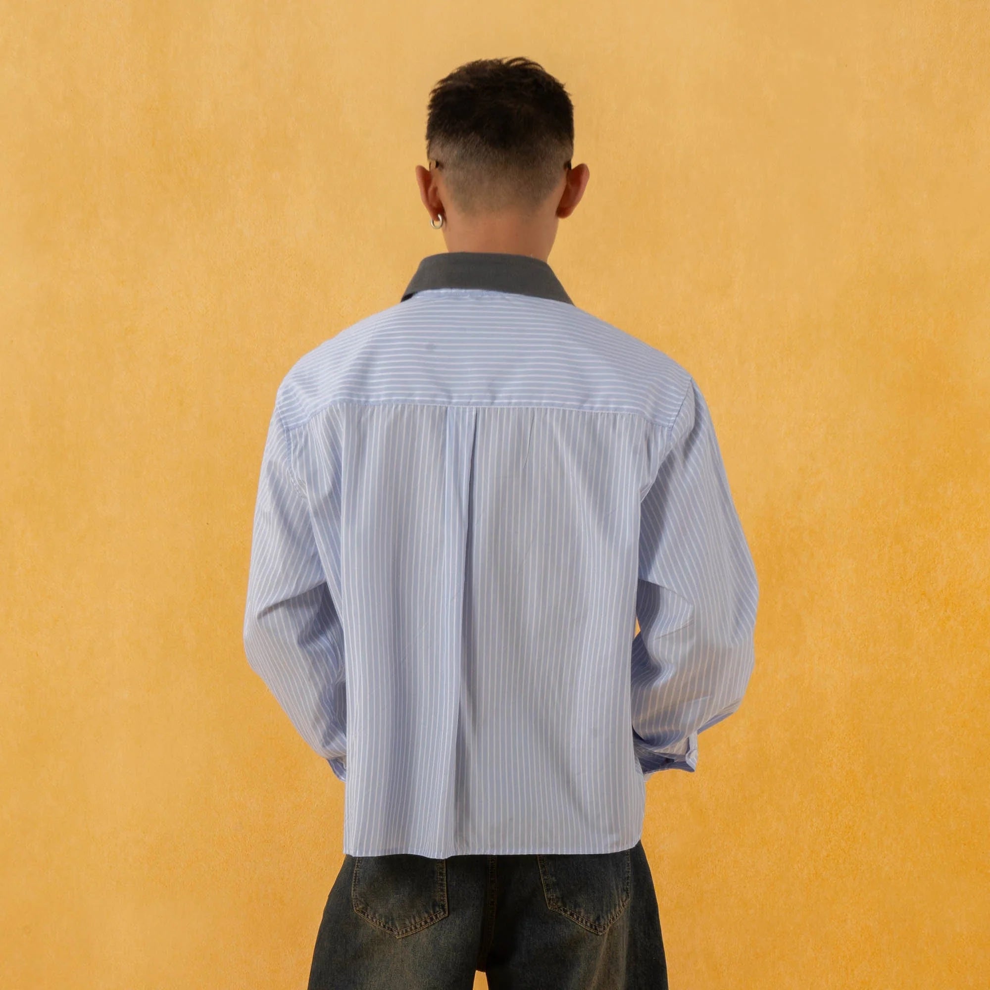 CLP Contrast Collar Striped Shirt