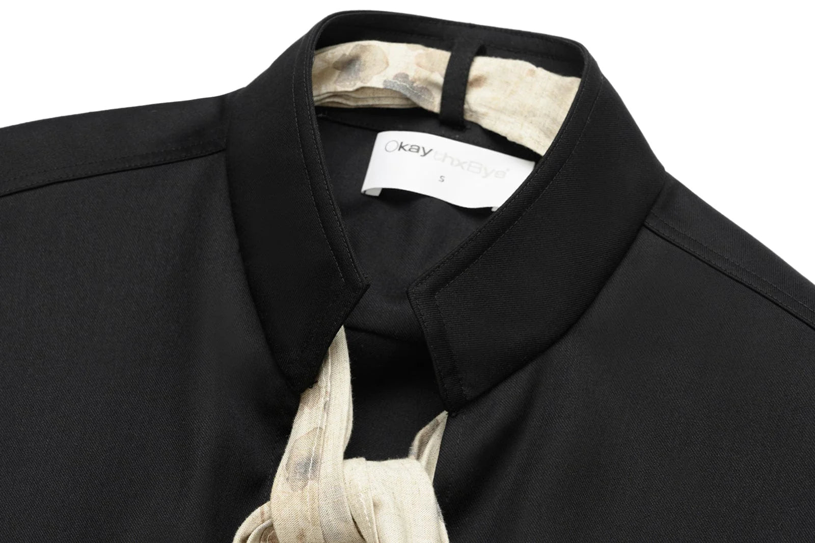 OKAYTHXBYE Multi-Wear Floral Scarf Mandarin Collar Shirt