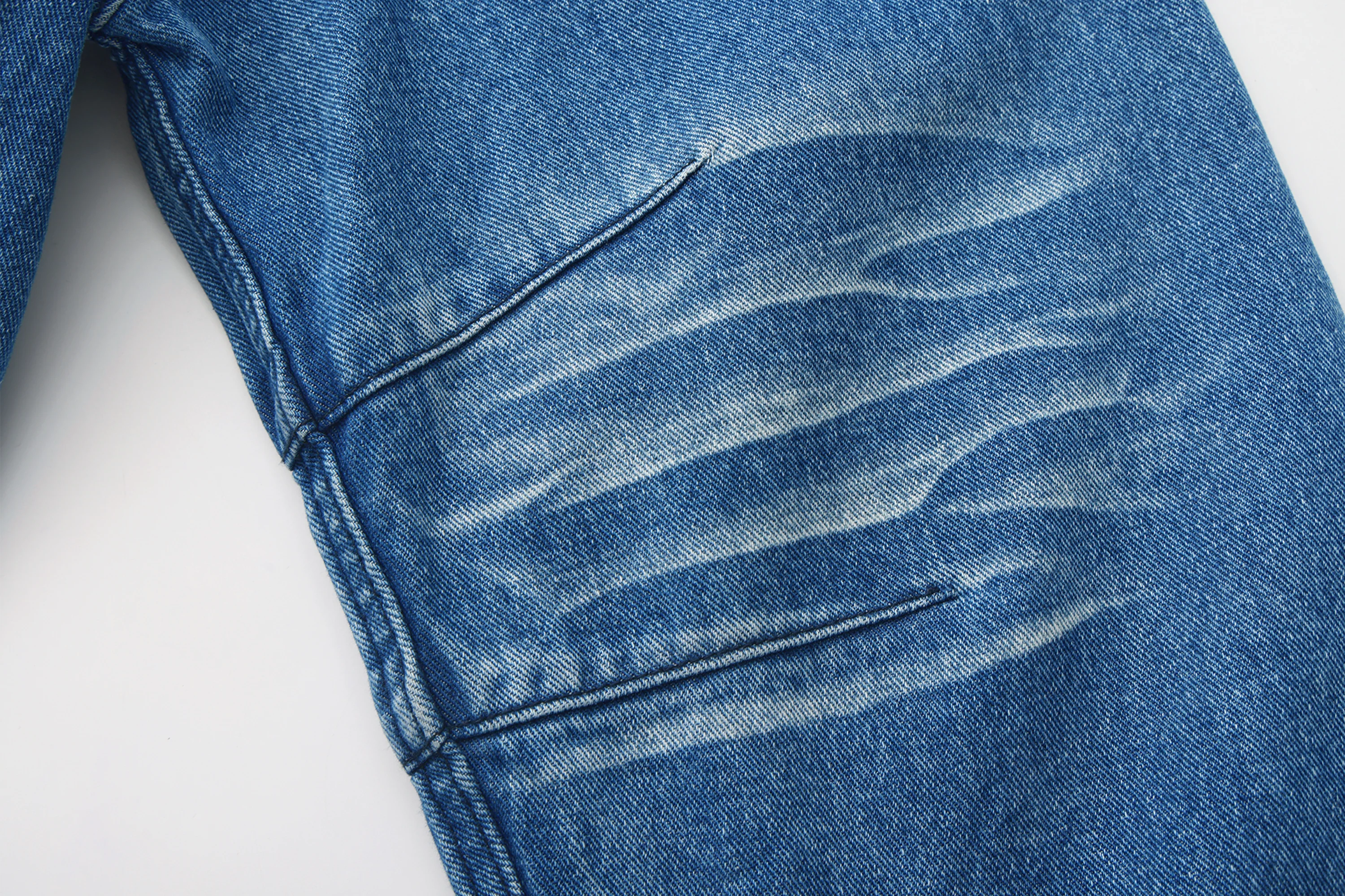 VANN VALRENCE Washed Contrast Faux-Leather Collar Denim Jacket