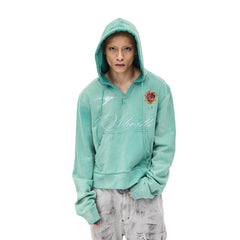 WHISTLEHUNTER Distressed Embroidered V-Neck Hoodie