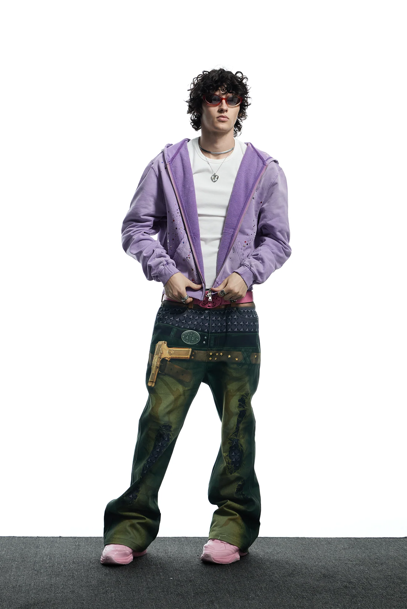 DND4DES Starry Diamond Washed Zip-Up Hoodie