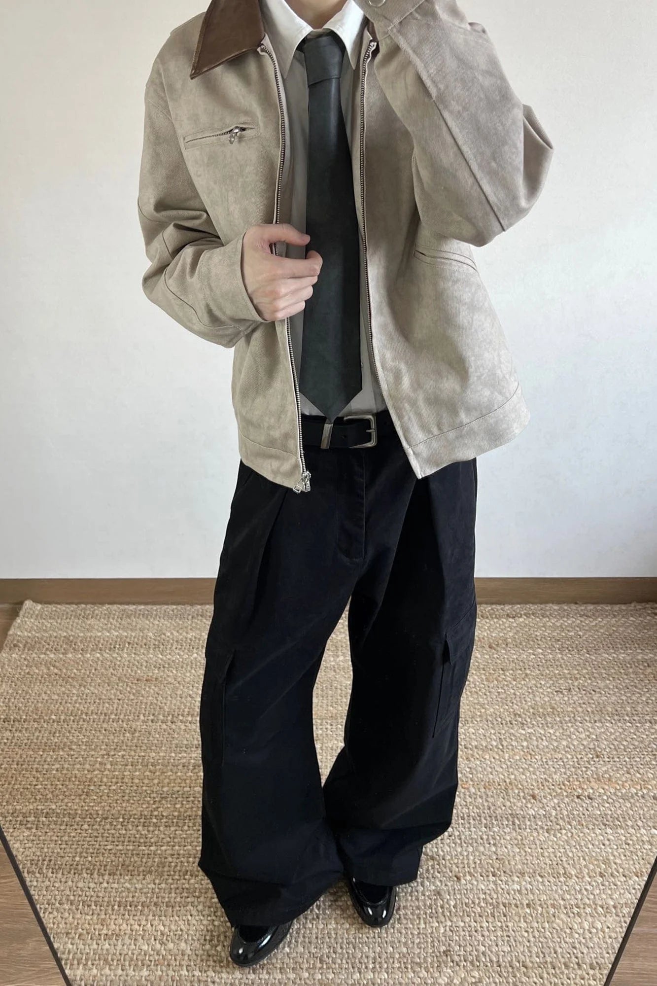 OKAYTHXBYE Essential Contrast Collar Washed Jacket