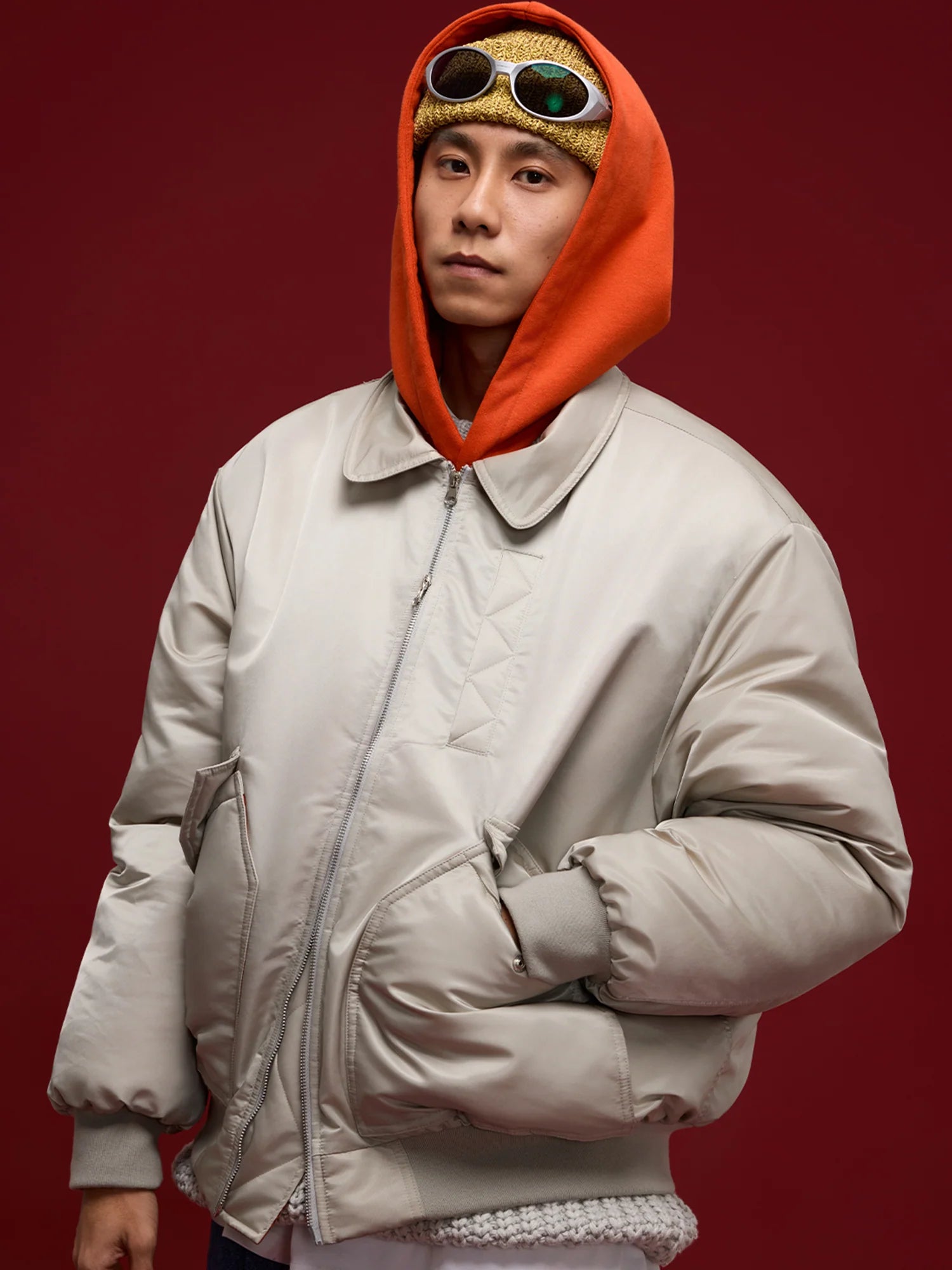 BANANA CLUB Glossy Utility Padded Bomber Jacket