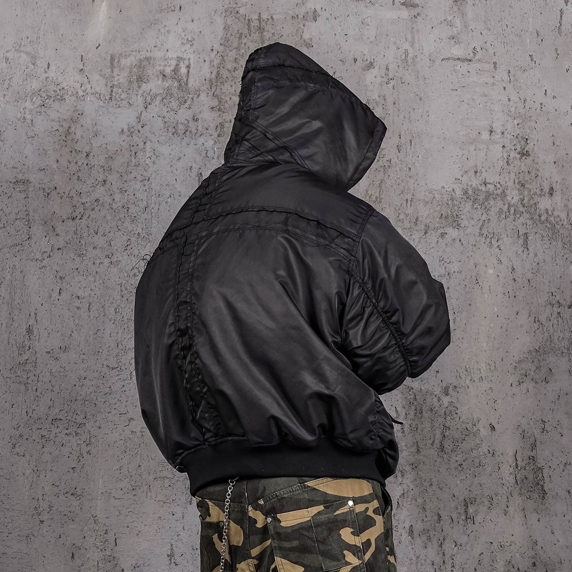UNDERWATER Distressed Bondage MA-1 Jacket Black
