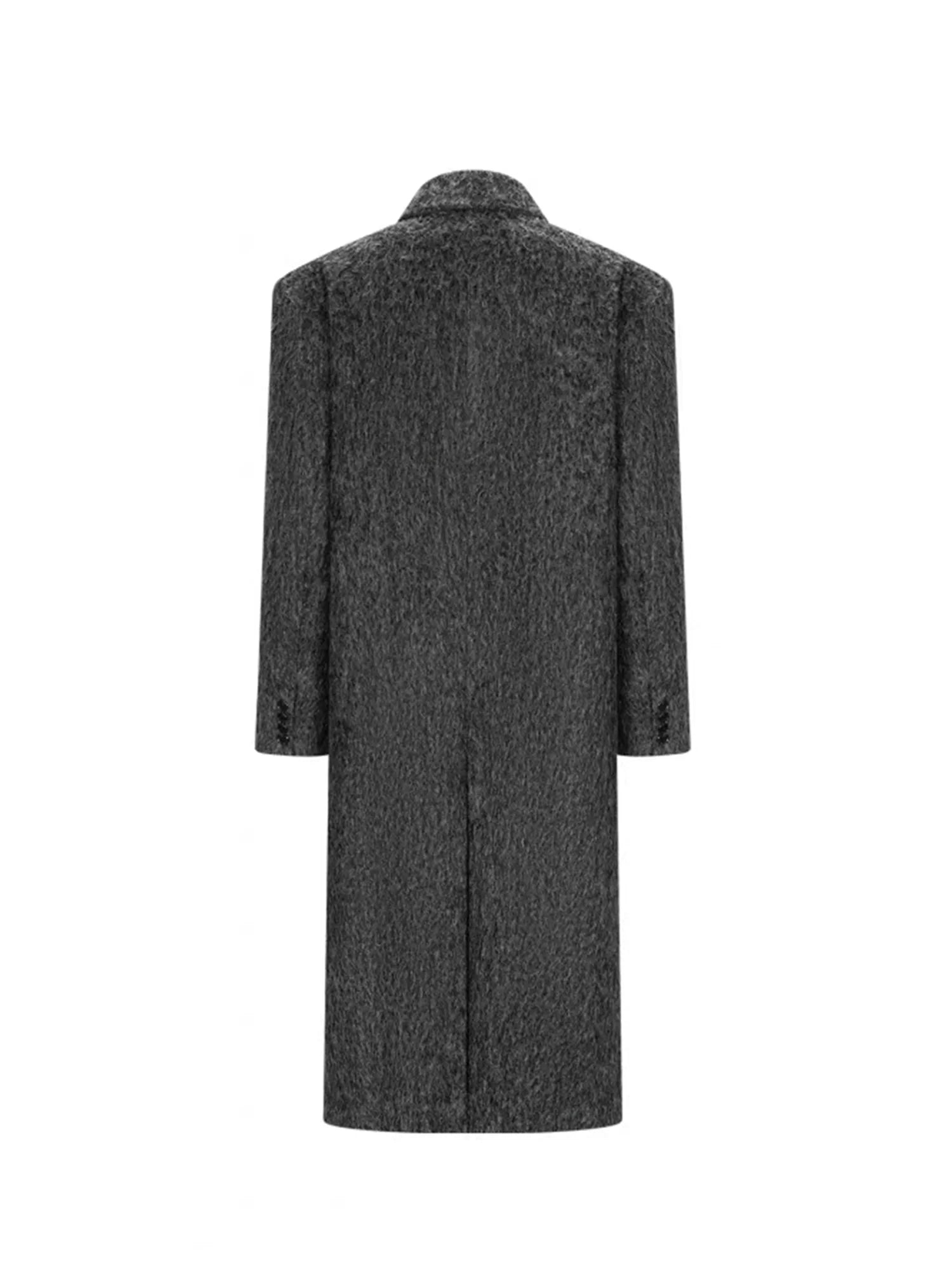 TIWILLTANG Fuzzy Double-Breasted Oversized Long Coat