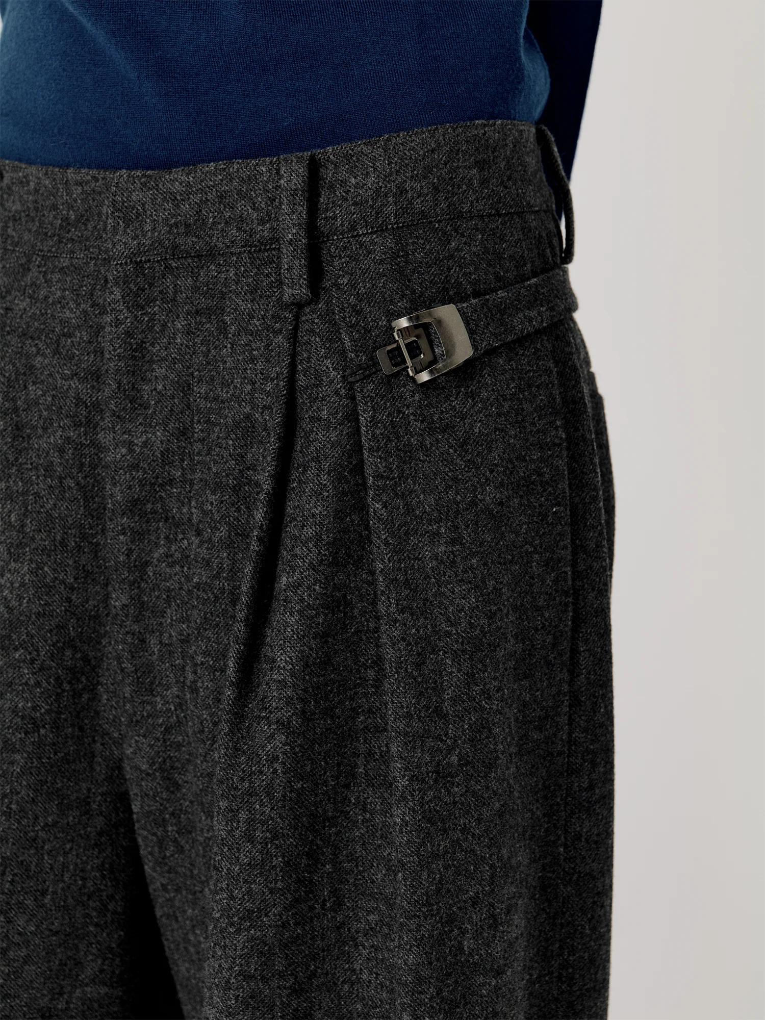 OPICLOTH Herringbone Pleated Wool-Blend Trousers
