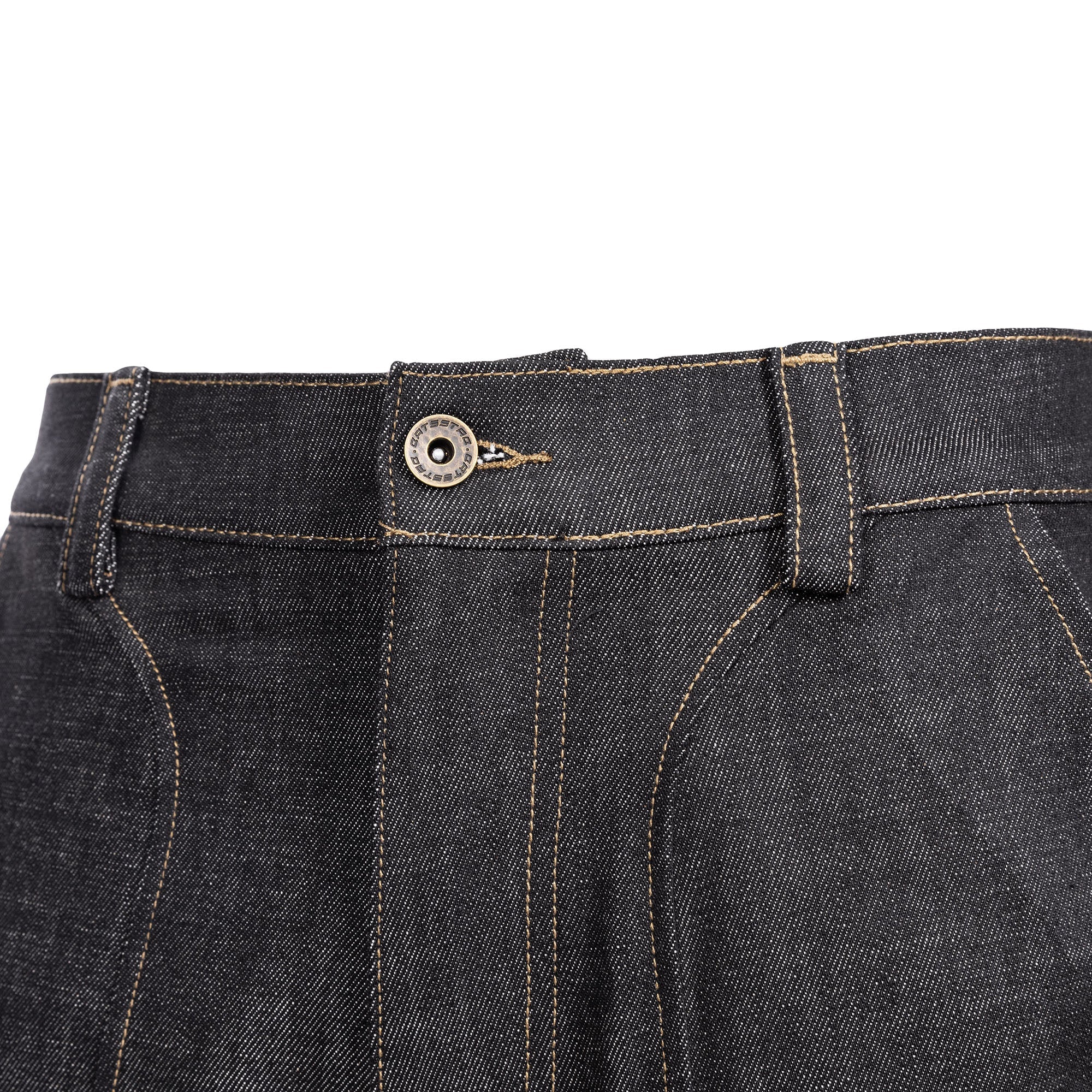 CATSSTAC Retro Curved Seam Panel Raw Jeans