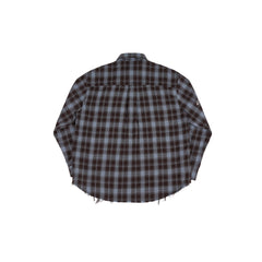 UNDERWATER Plaid Raw Edge Shirt  Blue