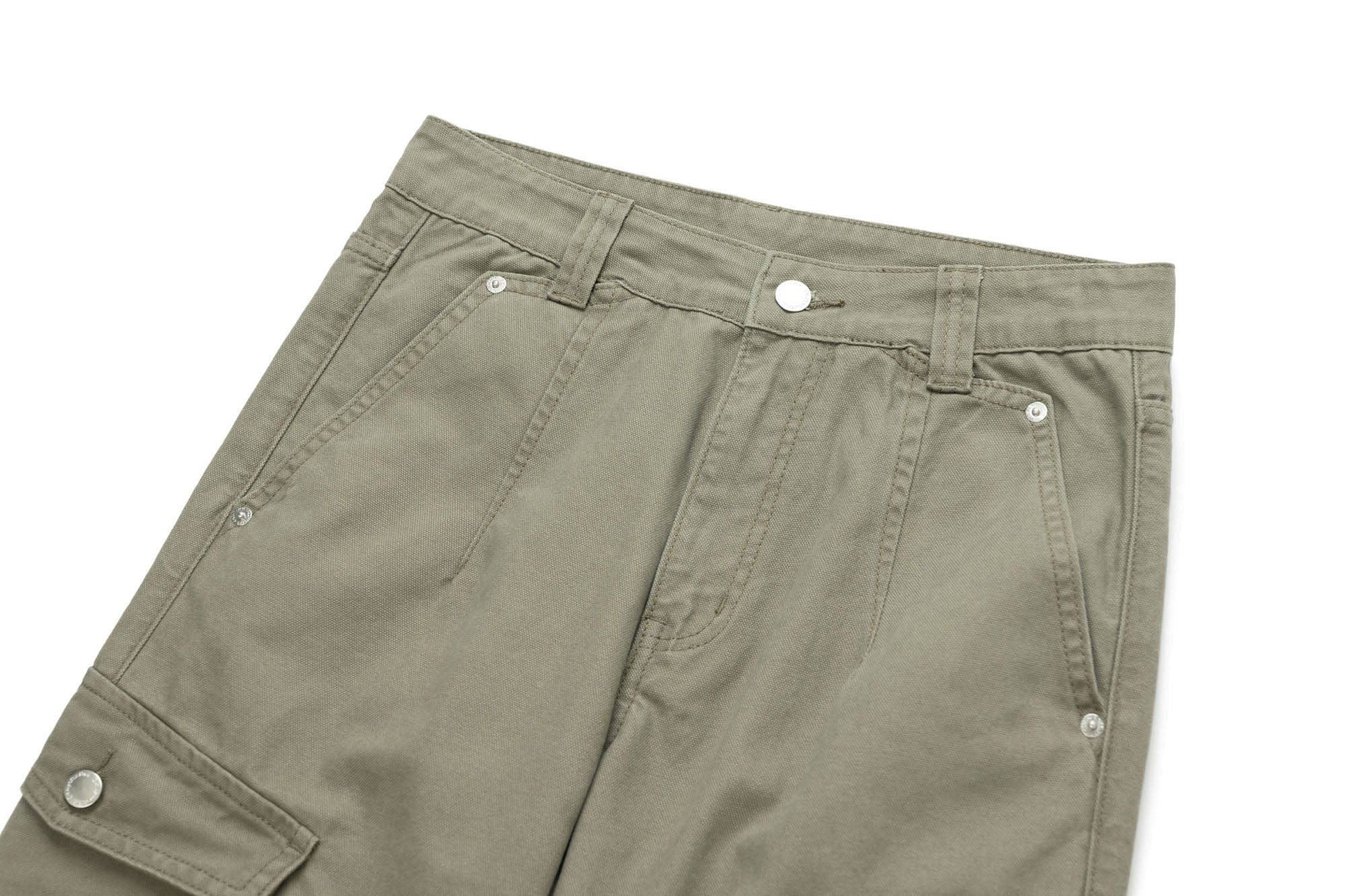 OKAYTHXBYE Washed Button Flap-Pocket Cargo Pants