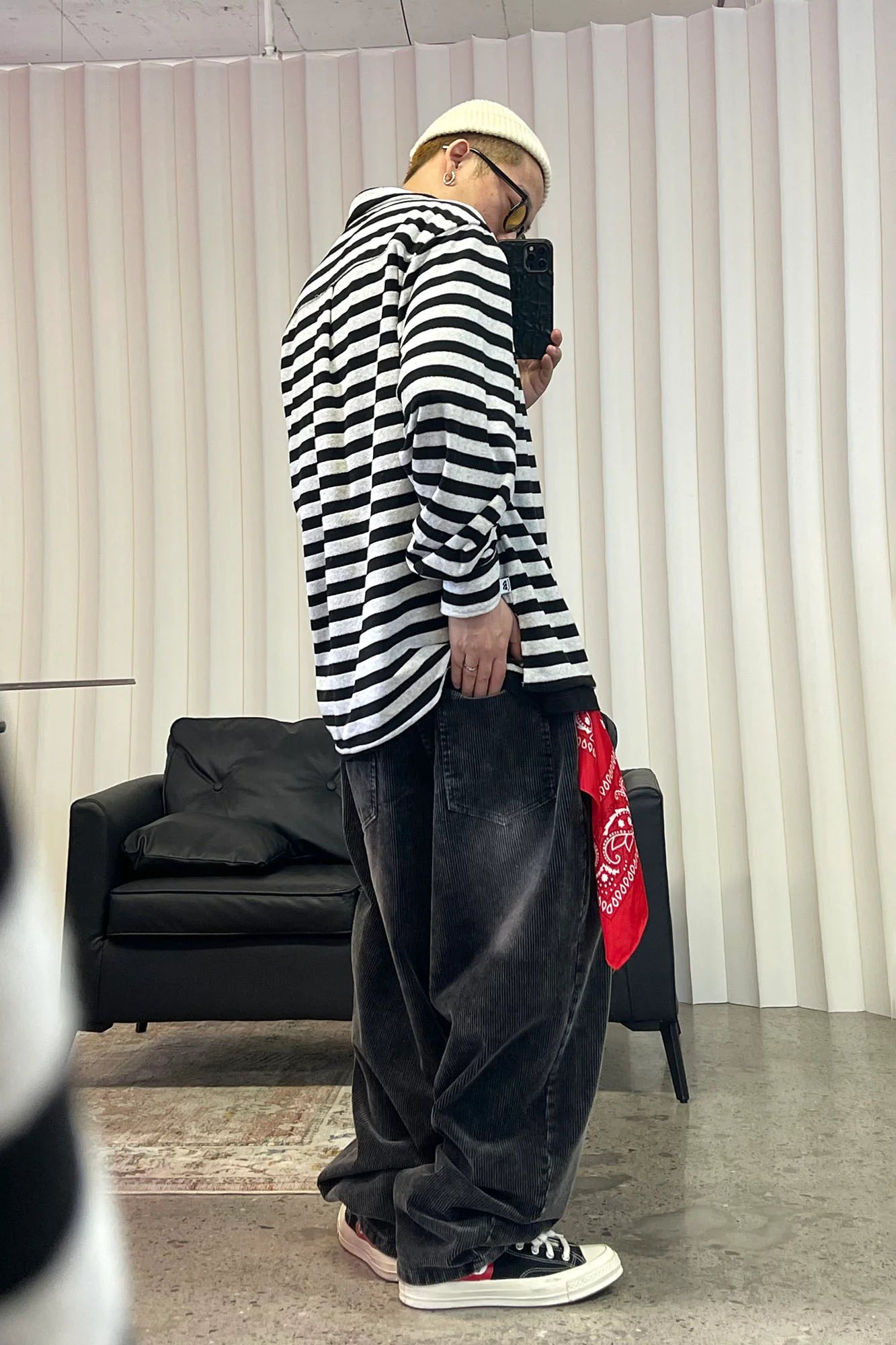 ME DA IGUAL Washed Corduroy Wide-Leg Pants