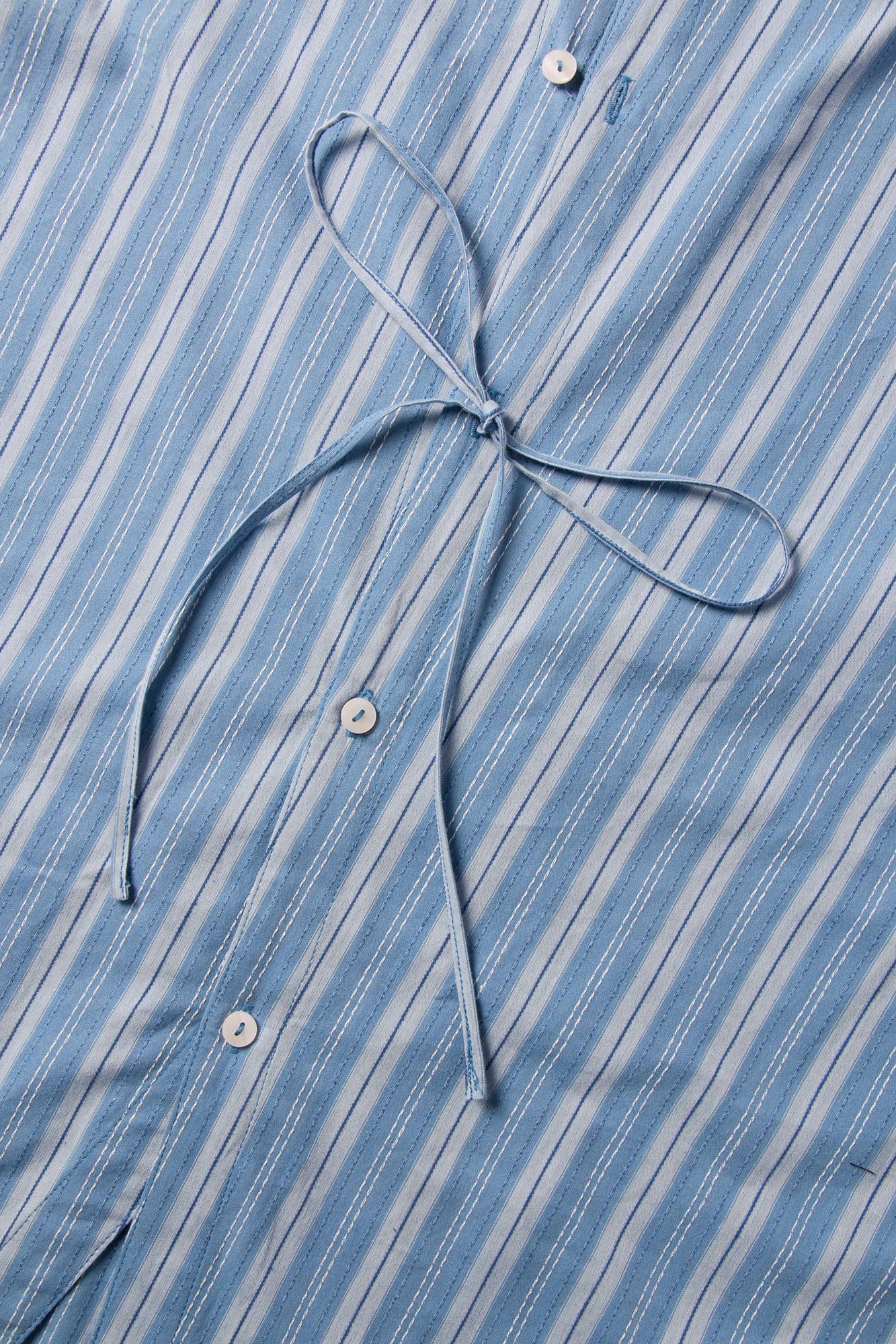 RELABEL Stripe Button-Up Oversized Shirt Blue